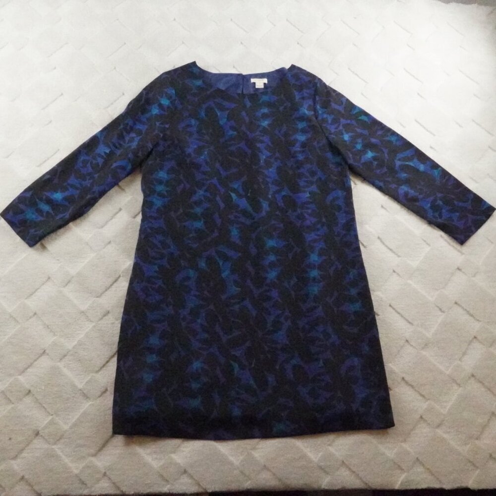J. Crew Navy and Teal Floral Shift Dress